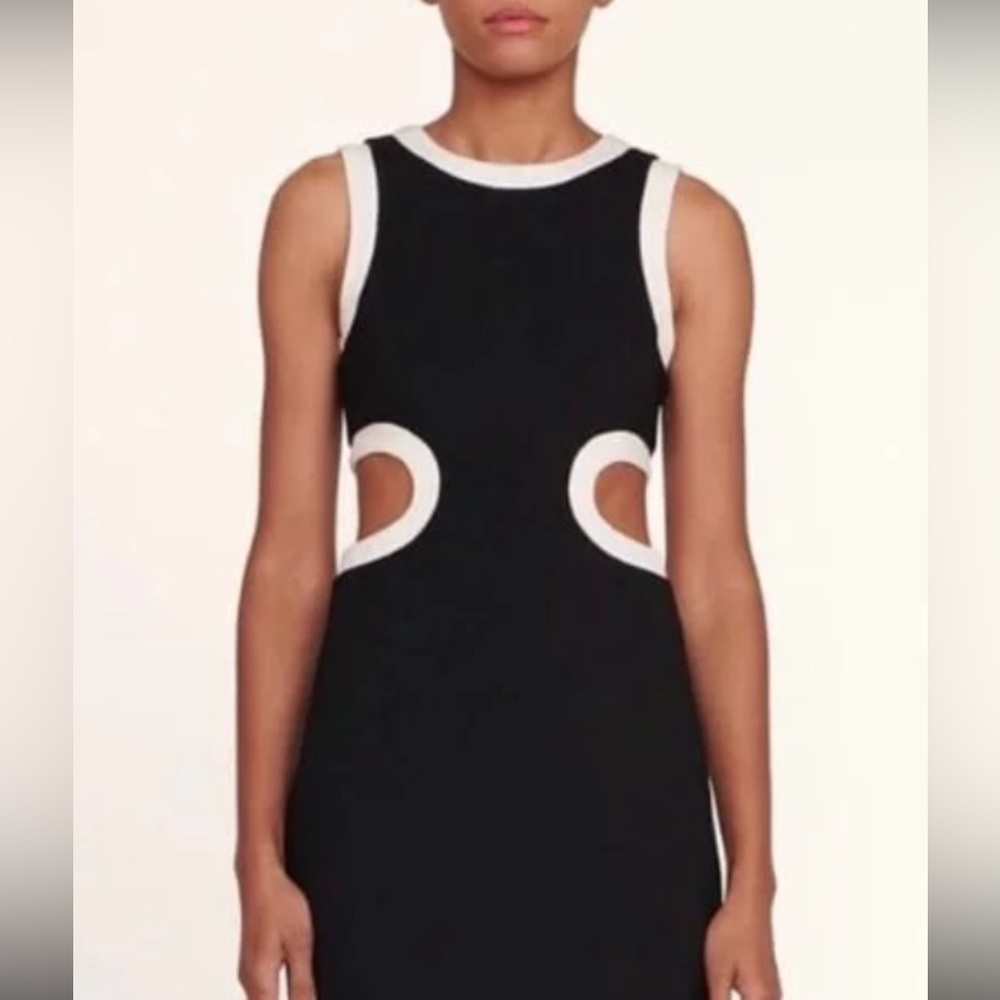 Eva Franco Sophisticated Side Cutout Dress  Contrast Trim. Black&White. Size 10